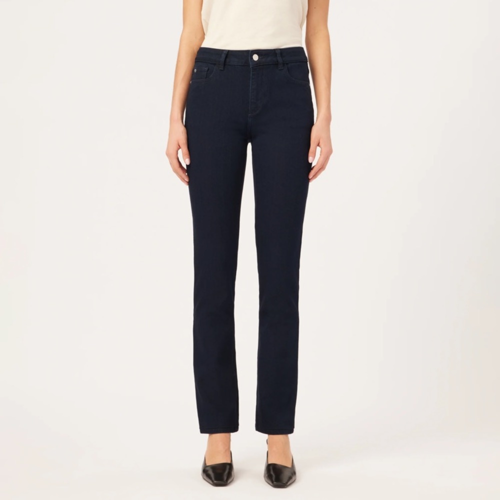 DL1961 Ultimate Coco Straight Mid Rise Curvy 32” - Solo Dark Blue Wash - Sz 24